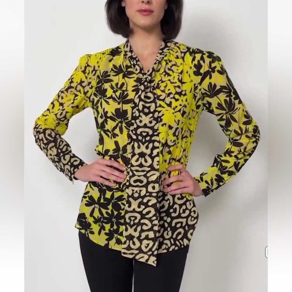 PER SE by CARLISLE ORLY Stretch Silk Pullover V-Neck Blouse Top 8
